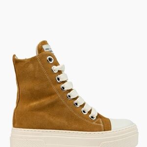 Chic High-Top Suede Sneakers - Brown